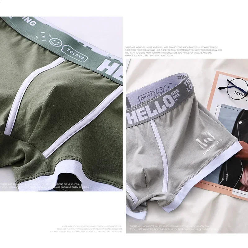 4 pieces of mens underwear elastic boxing breathable backbone comfortable solid shorts 240822