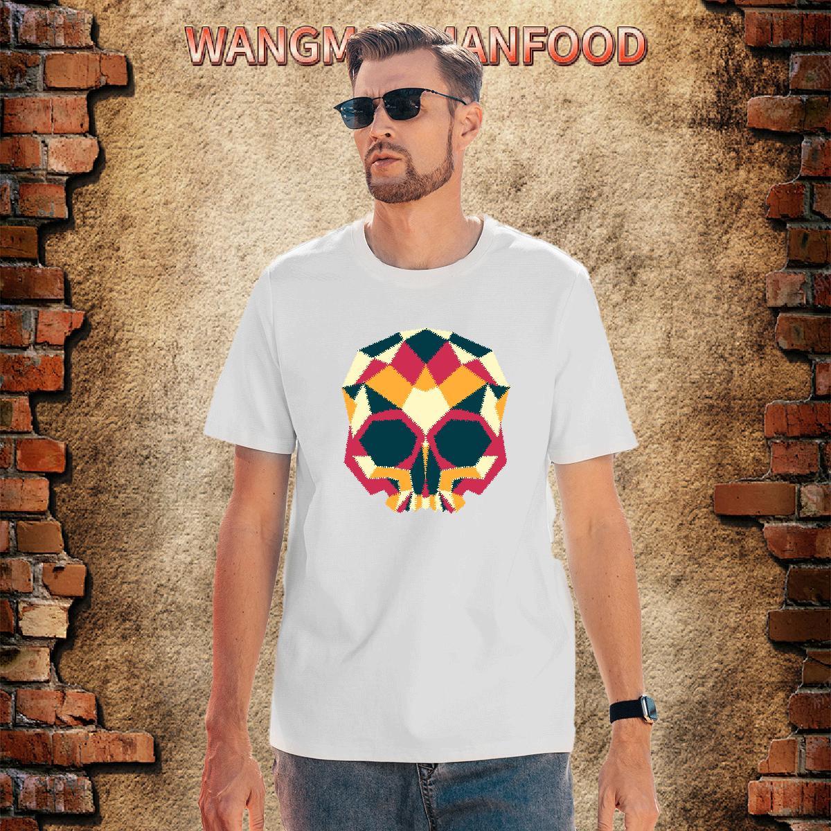 Loose T-Shirts 230g 100% Cotton skull Hip Hop Street Custom Print Oversized Crew Neck Tshirt for Man Woman 2024 Tshirts