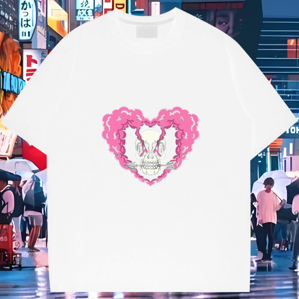 TOP Quality T Shirts Men 230g Pure Cotton skull Summer Casual Oversized 4XL Breathable Crew Neck Tshirts Free Shipping Tops Tees