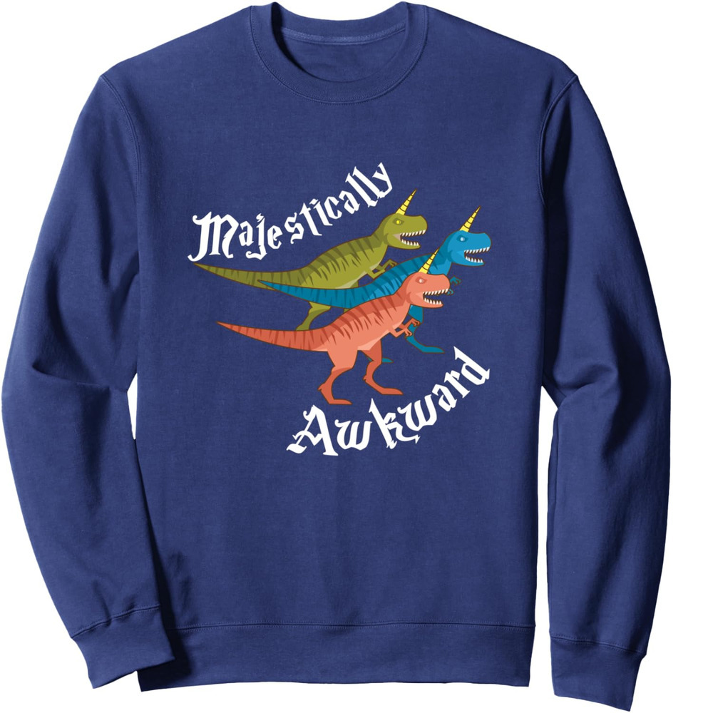 Long Sleeve Shirts for Men sweatshirt Mestically Awkward Dinosaur Funny Dino Lover Gift Sweatshirt T shirt Tee Streetwear Casual tops clothes