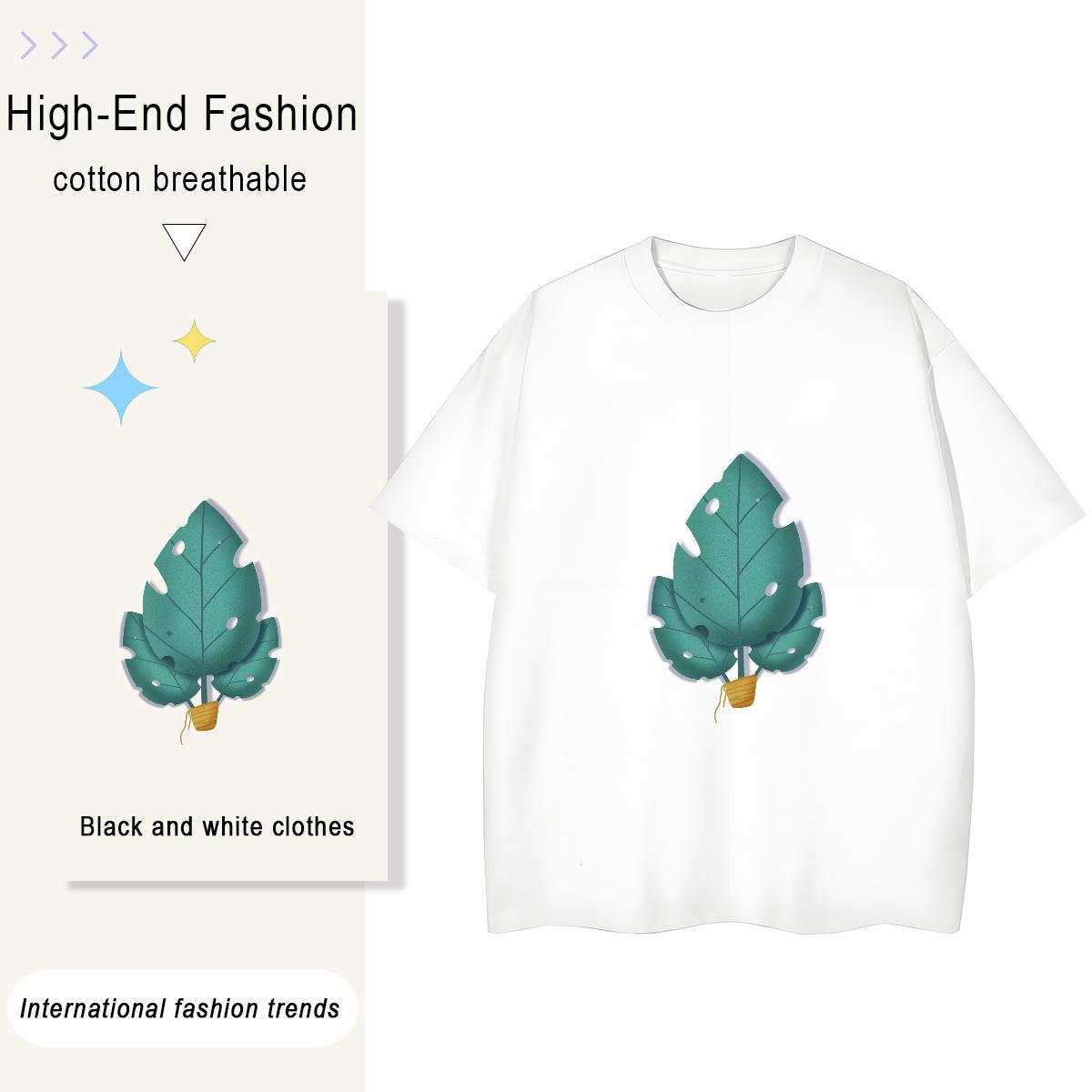 High quality Women Tees 230g 100% Cotton painting Beach T shirt Breathable Crew Neck Custom Print Oversized Clothings