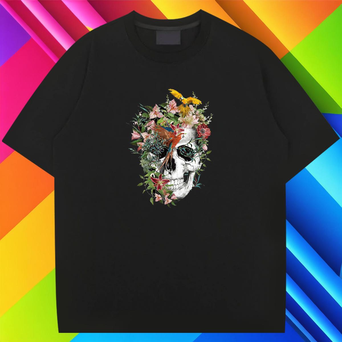 Loose T Shirts Men 100% Cotton 230g skull Sport DIY Logo Oversized Breathable Short Sleeve Tshirt for Man Woman New Designer Tee Shirt
