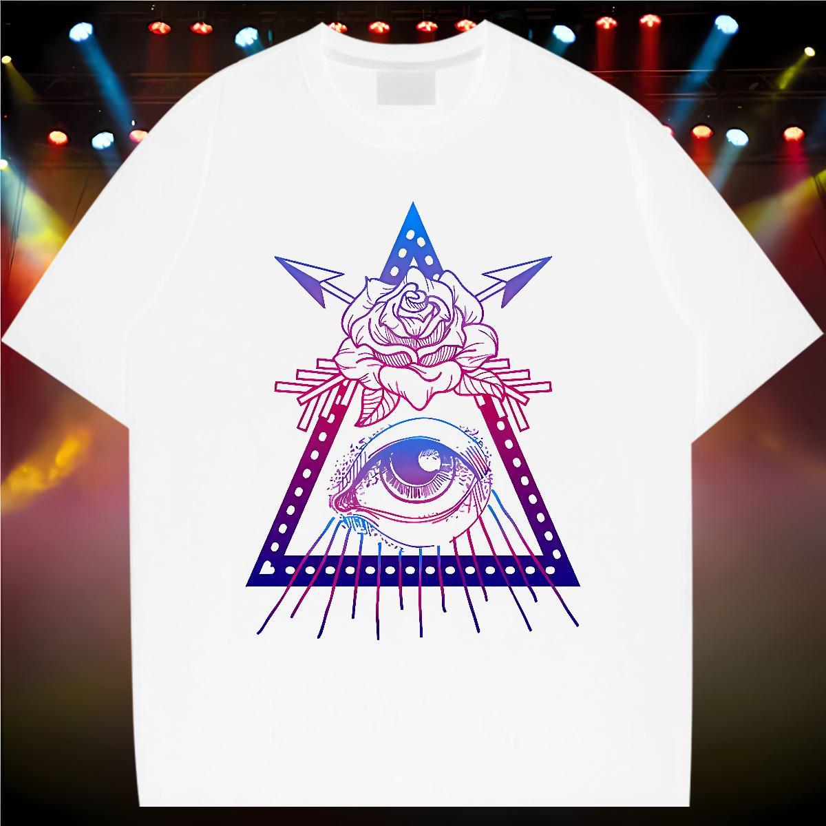 TOP Quality Mens T Shirts 100% Cotton 230g eye of the devil High Street Hip Hop Custom Big Size Breathable Short Sleeve Tshirt for Man Woman Casual Ne
