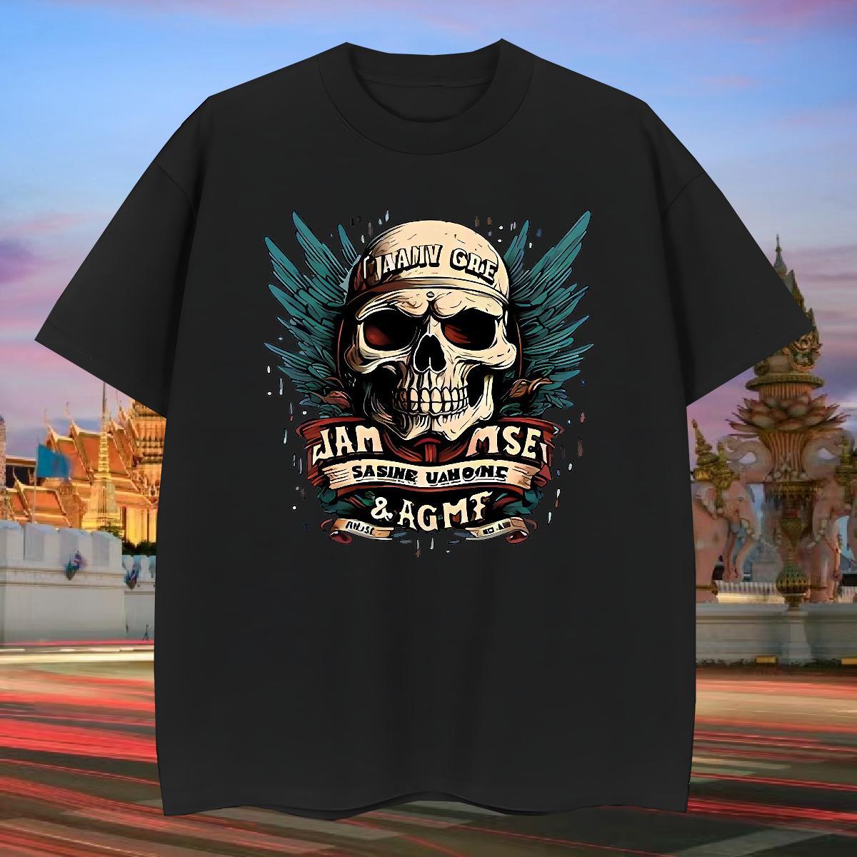 Cool T shirt 230g Pure Cotton skull Casual Daily Wear Custom Printed Short Sleeve O-Neck Tshirt for Man Woman Factory Direct Tees Shirts