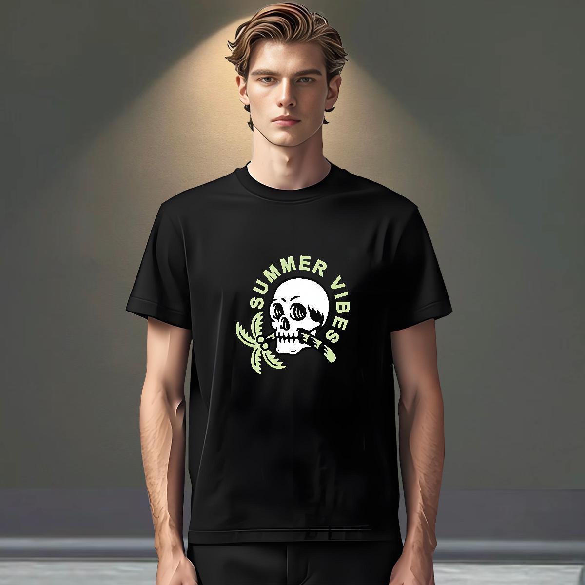 Wholesale Man T Shirts 230g Pure Cotton halloween Street wear Hip Hop Cartoon Print Breathable Soft Men Tshirts Designer Fashion Tops
