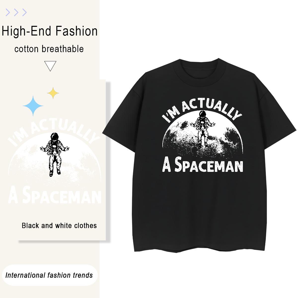 Comfortable Unisex Tshirts 100% Cotton 230g cosmonaut Daily Outfit Women T Shirts Breathable Short Sleeve DIY Printed Tops