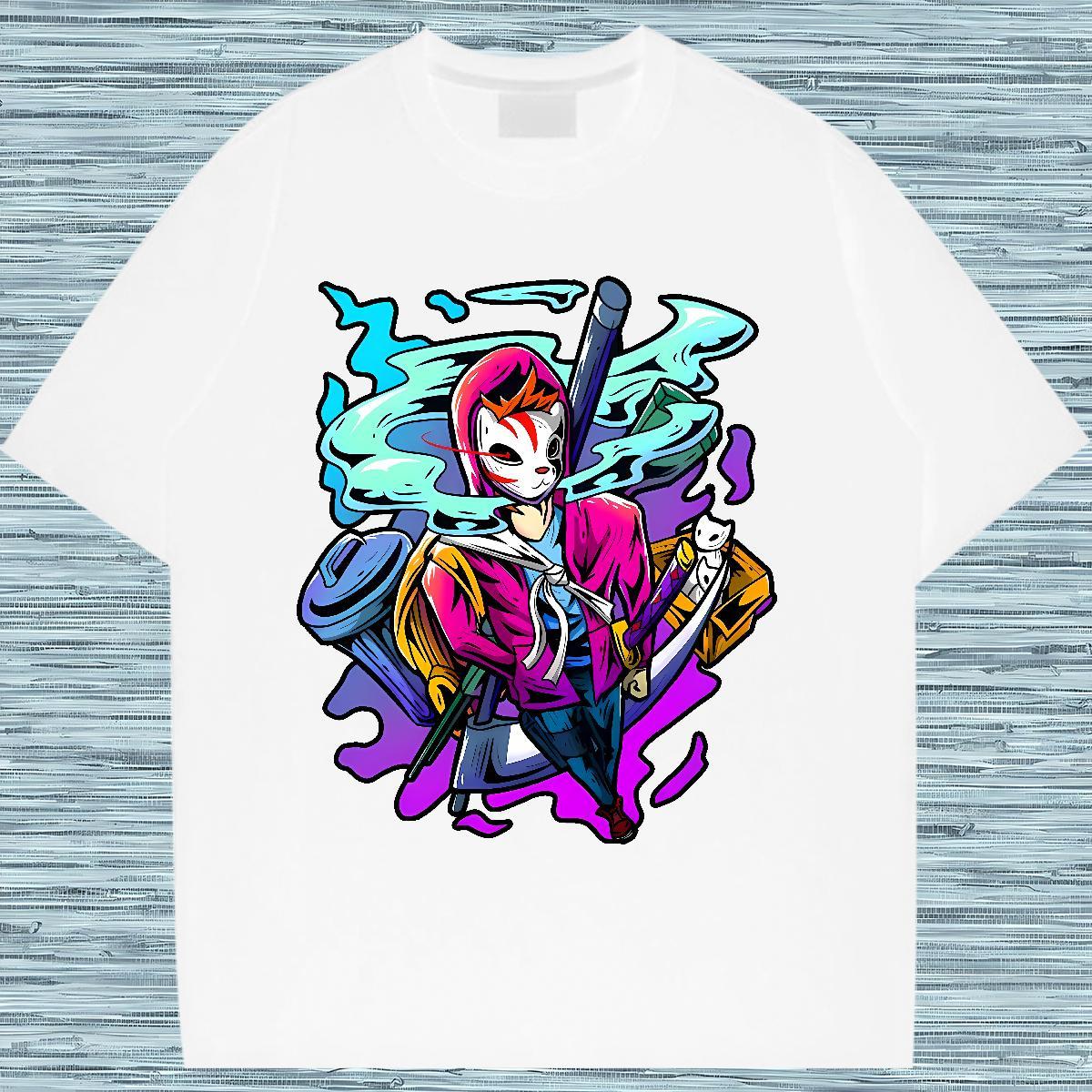 Lady Woman Tshirt 230g Pure Cotton cartoon Hip Hop Womens T Shirts O-Neck Short Sleeve Custom Cartoon Clothings