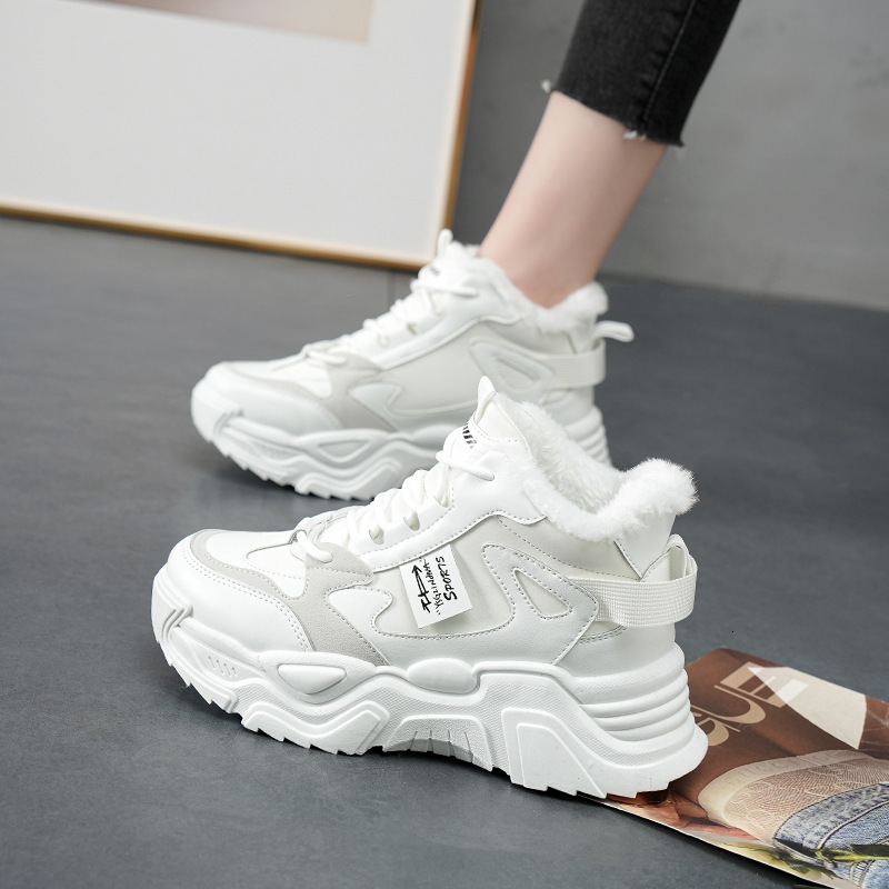 Ddmysports Igh Top For Women New Autumn And Winter Cotton Korean Version Versatile Dad Sports Casual S Shoes With Fleece OUTDOOR