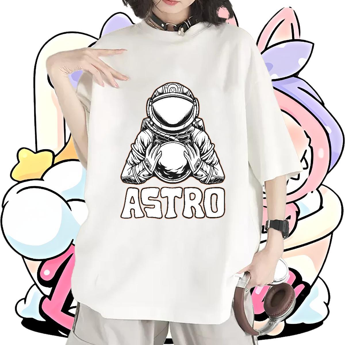 Lady Women Tees 230g 100% Cotton universe Sports Casual T Shirts Women Breathable Crew Neck Anime Oversized Tshirts