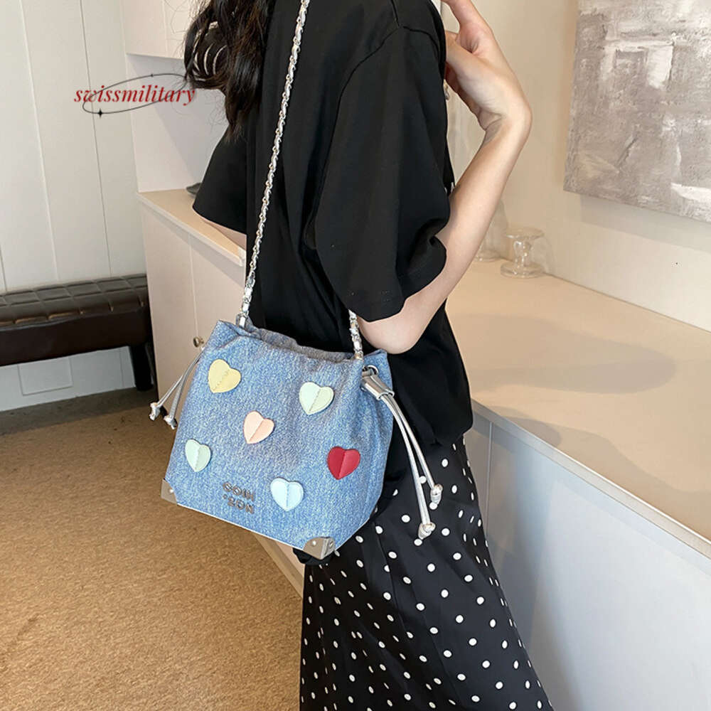 Swissmilitary Popular large capacity bucket for women 2024 new summer niche high-end texture chain crossbody bag #37