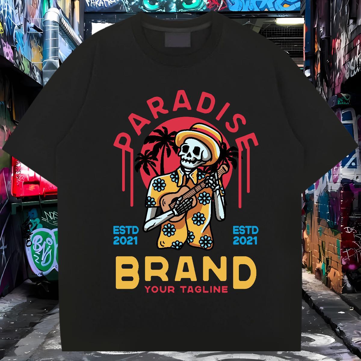Unisex T-Shirts 100% Cotton 230g skull Home Outdoor Skull Round Neck Short Sleeve Men Tshirts Fashion Designer Tee Shirt