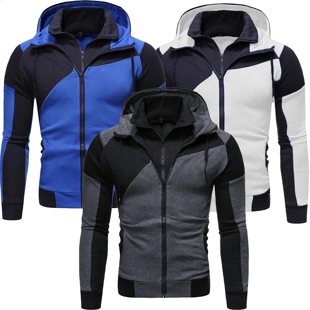 Mens Hoodie Wool Zipper Thick Solid Color Sportswear Casual 240822