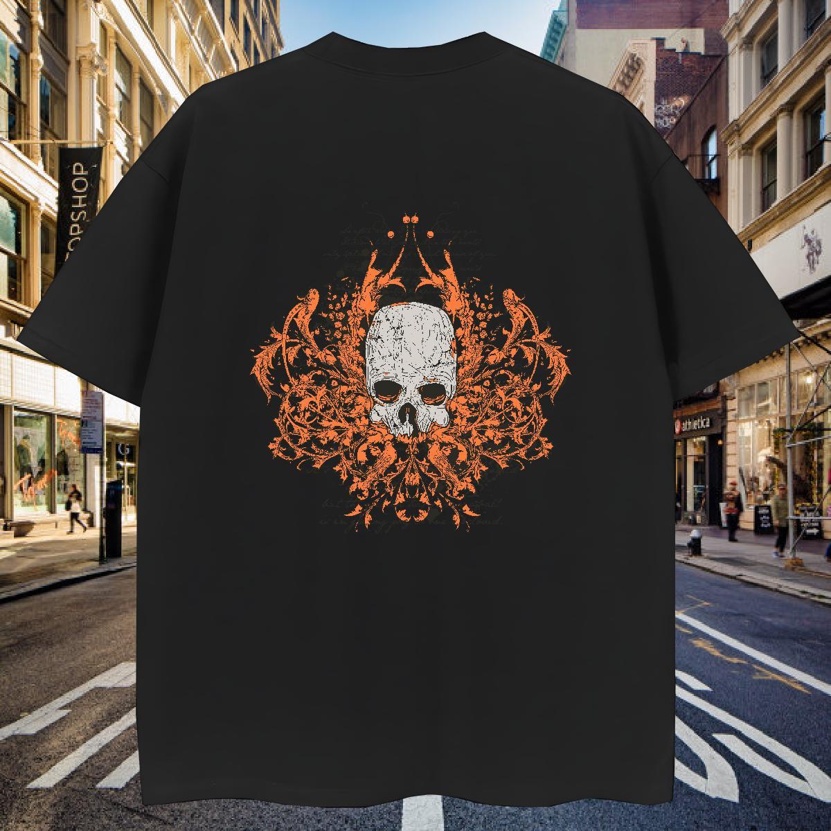 Loose T-Shirts 100% Cotton 230g skull Home Outdoor White Plus Size Breathable Short Sleeve Men Tees Casual New Top Tees