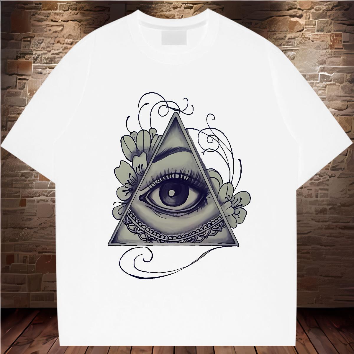 Popular T-Shirts for Men 230g Pure Cotton eye of the devil Casual Daily Wear Custom Big Size Breathable Short Sleeve Tshirt for Man Woman Customized T