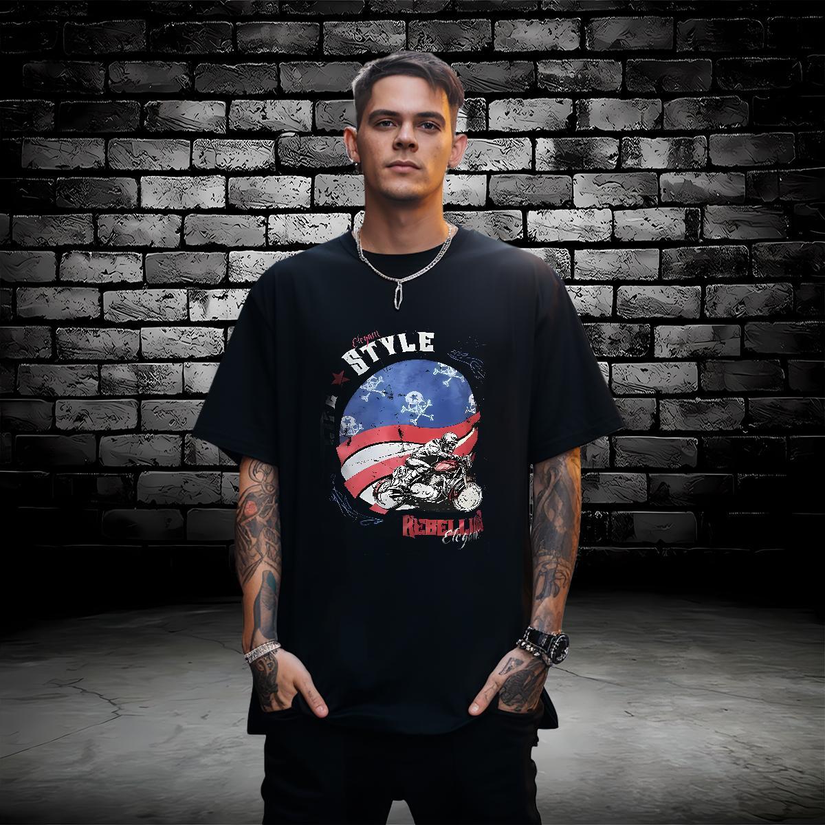Loose T shirt 230g 100% Cotton skull Casual Daily Wear DIY Short Sleeve O-Neck Couples T Shirts 2024 DIY Tops Shirt