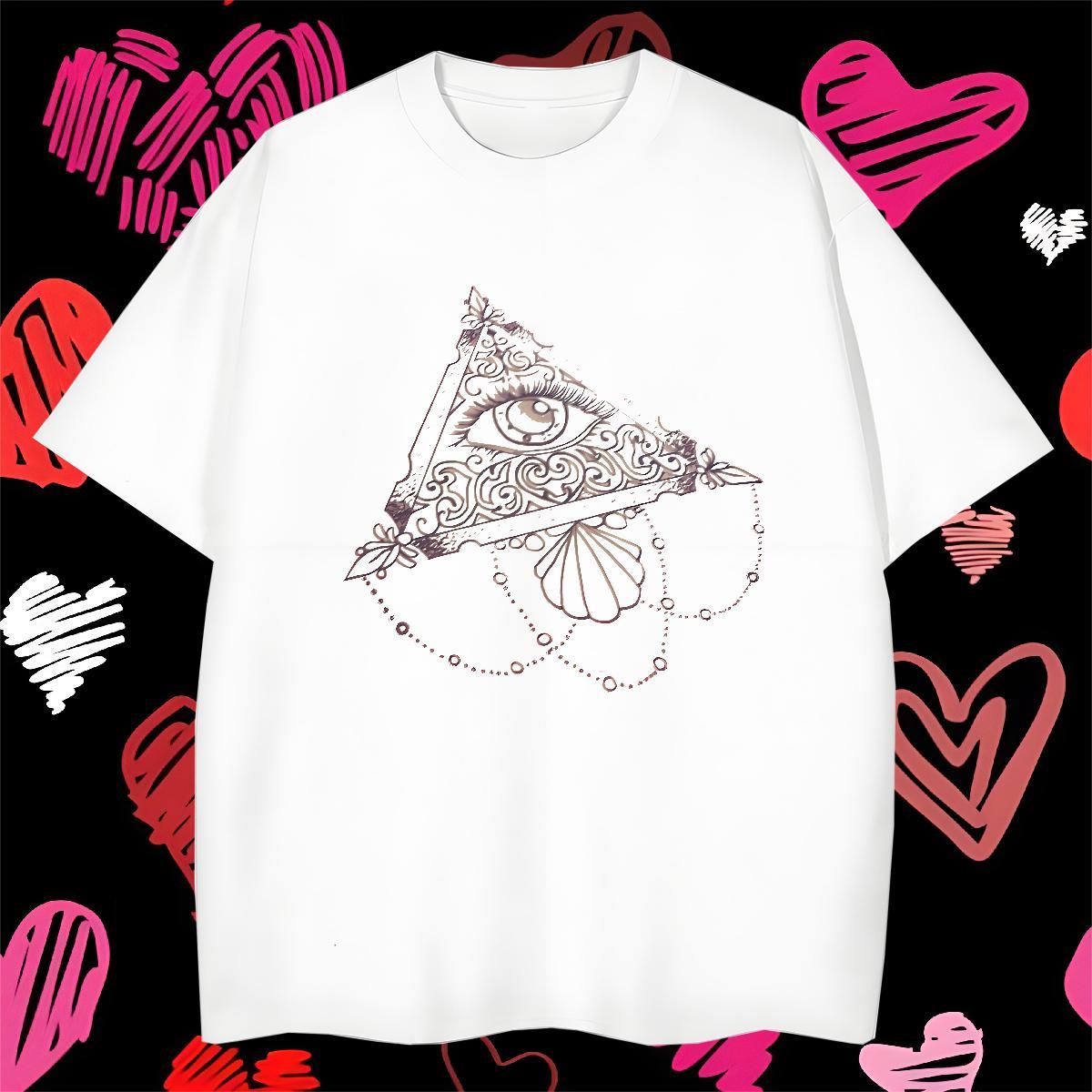 Unisex T-Shirts 230g Pure Cotton eye of the devil Street White Plus Size Breathable Soft Mens Tshirts Fashion New Tops Shirt