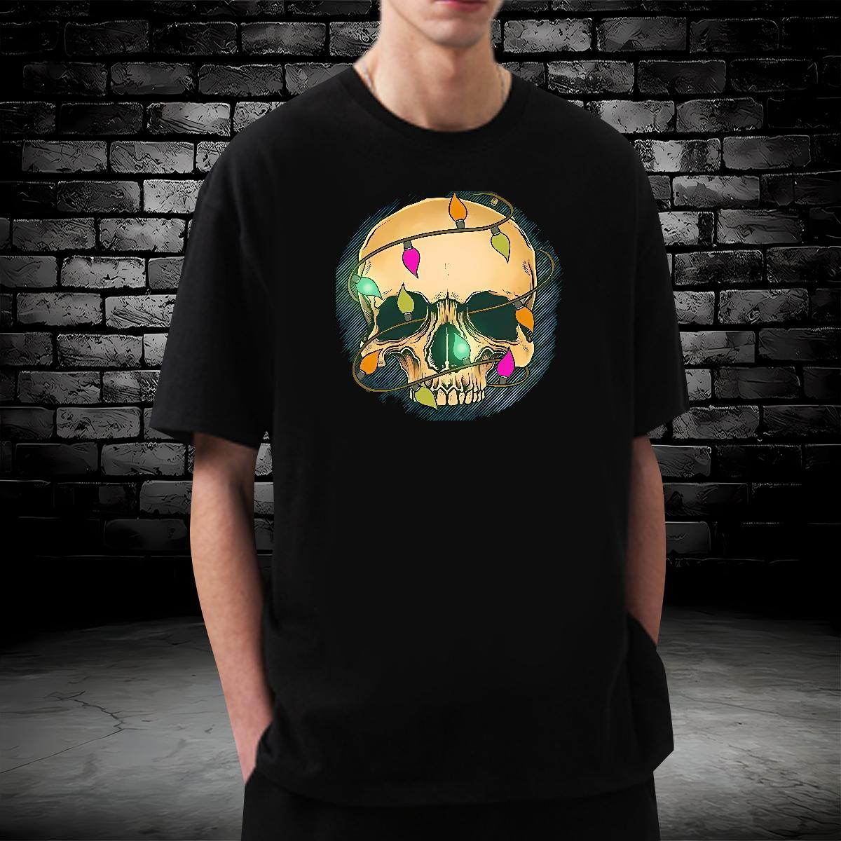 Loose Fit T shirt 230g Cotton skull Spring Summer DIY Logo Oversized Short Sleeve Soft Men Clothes T-Shirt Fashion Wear