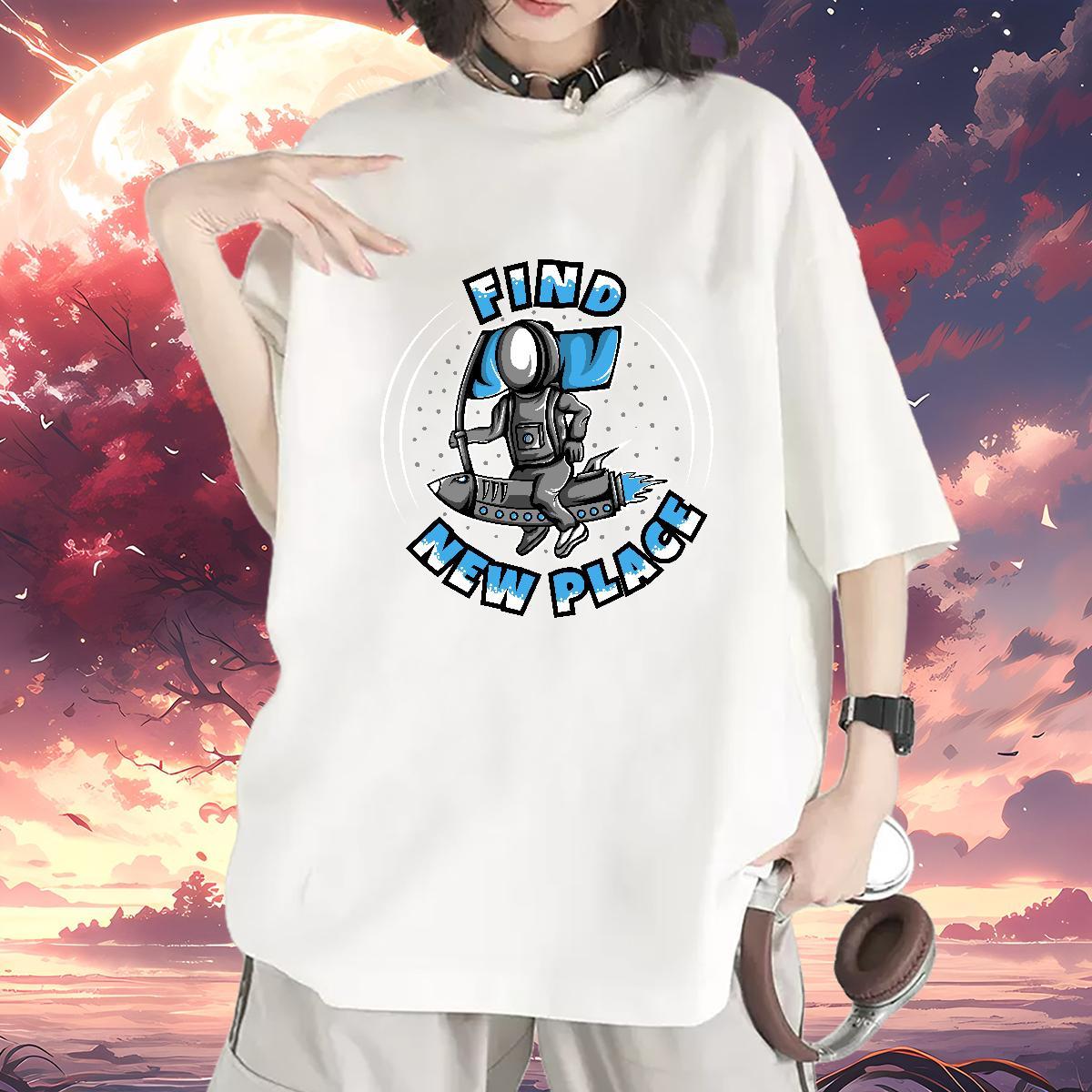 Comfortable Womens Tshirts 100% Cotton 230g universe Casual Woman T Shirts Breathable Short Sleeve Custom Printing Top Shirts