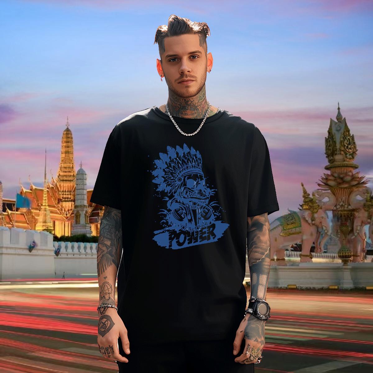 Unisex Men T Shirts 230g Pure Cotton skull Hip Hop Graphic Short Sleeve O-Neck Men Clothes T-Shirt Customized Tees Shirts