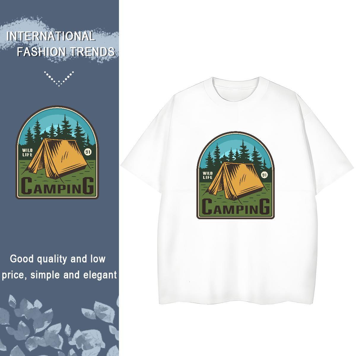 Lady Women Tees 100% Cotton 230g letter Daily Outfit T Shirt For Woman Breathable Crew Neck Plus Size Cartoon Tops