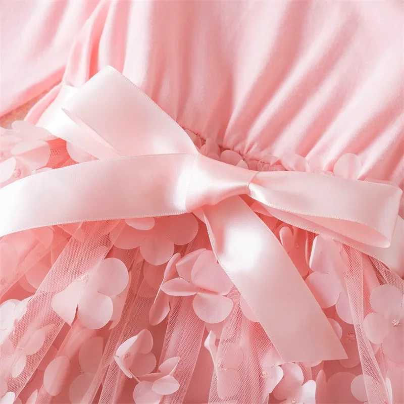 Childrens clothing girls new autumn long sleeved childrens casual clothing 3D butterfly dress birthday wedding princess dress 2-6 years W240823