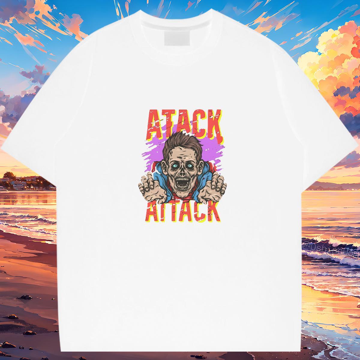 High Quality Mens T Shirts 230g Pure Cotton skull Street DIY Printed Round Neck Short Sleeve Couples T Shirts 2024 New Tshirts