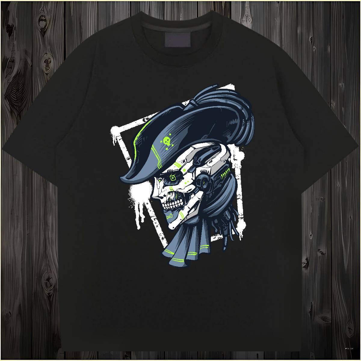 Loose Fit T-Shirts 230g Pure Cotton skull Outdoor Custom Printed Breathable Soft Tshirts 2024 DIY Tops Shirt
