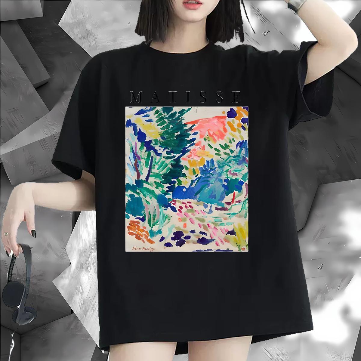 5A Couples T Shirts 230g 100% Cotton painting Daily Outfit T shirt Round Neck Short Sleeve Black White Polos