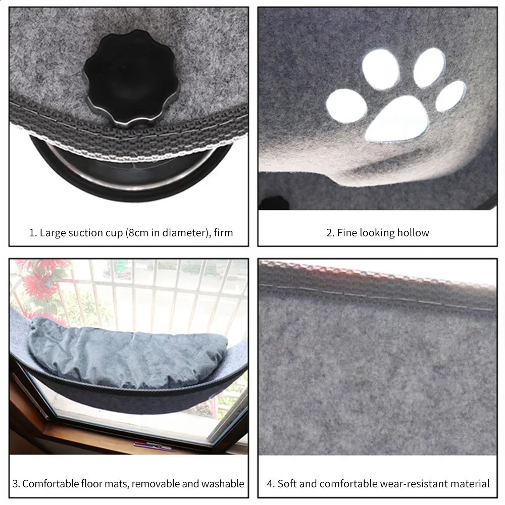 Cat Window Hammock With Strong Suction Cups Pet Kitty Hanging Sleeping Bed Storage For Pet Warm Ferret Cage Cat Shelf Seat Beds 240823