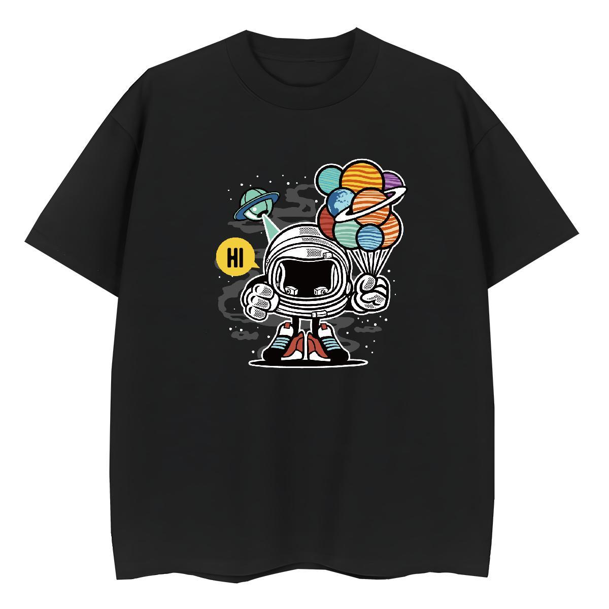 Loose Lady T shirt 230g Pure Cotton cosmonaut High Street Hip Hop T-Shirts Comfortable White Plus Size Tees