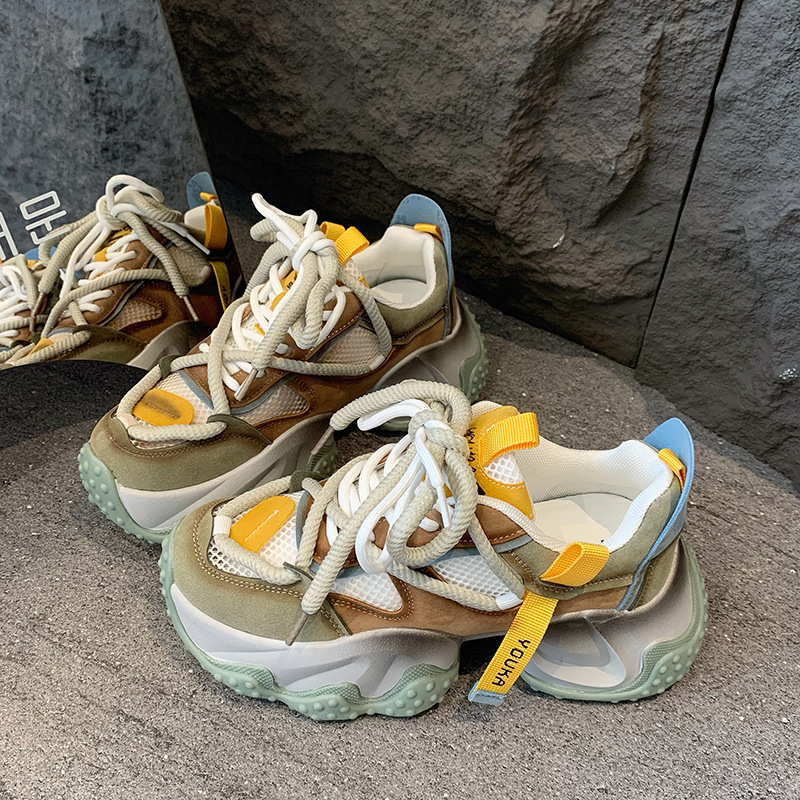 Trendy brand color blocking dad for women's 2024 new small stature and versatile casual sports shoes ddmythur