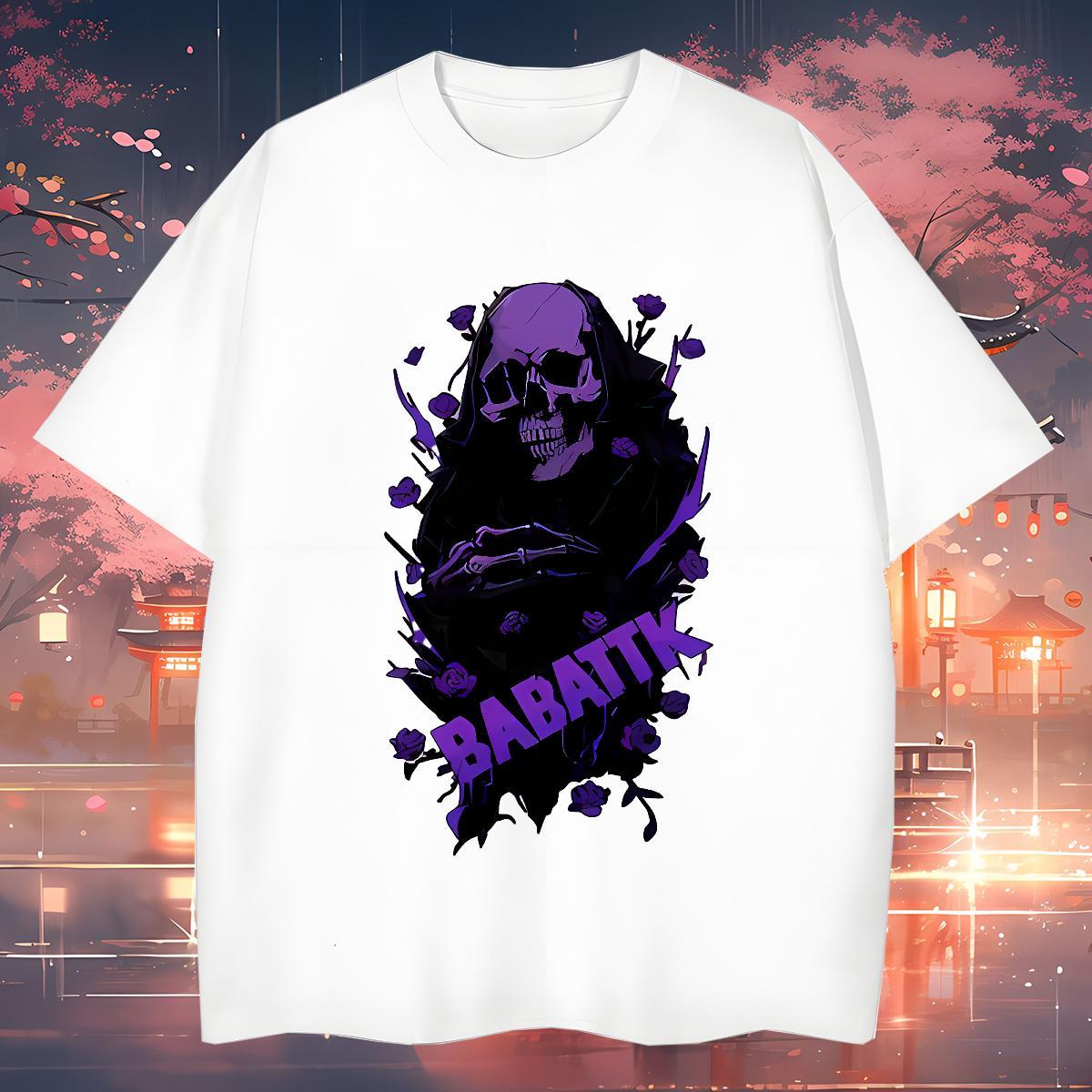 Loose Fit T Shirts Men 230g Pure Cotton skull Daily Outfit Customized Print Breathable Short Sleeve Mens Tshirts Factory Direct Polos