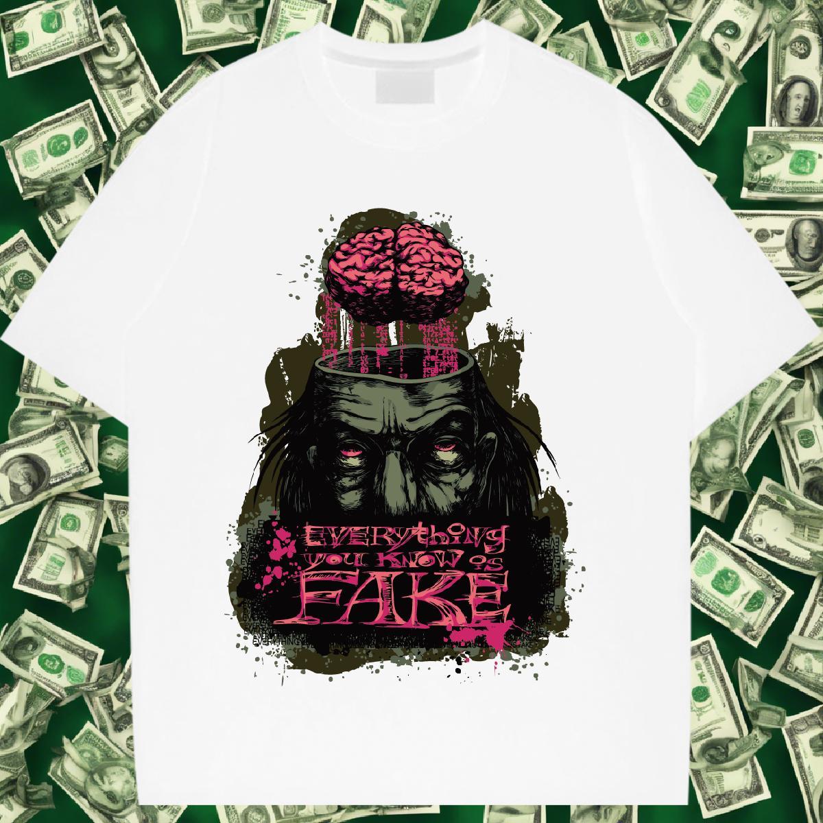 Unisex Tshirt for Man Woman 230g 100% Cotton scary Sport T shirt Crew Neck DIY Anime Printed Tees