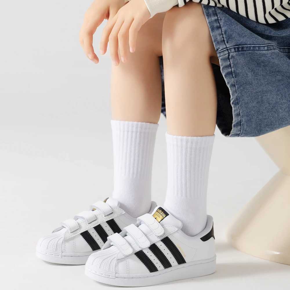 5 Pairs 100% Cotton Children Long Tube Socks Girls Boys Baby Autumn Winter Warm White Black Student Sports Socks for 1-12 Year X2503221
