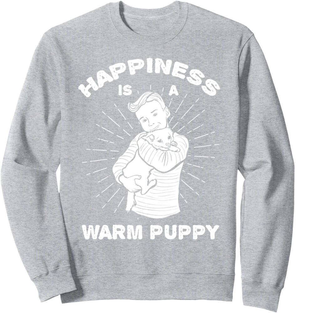 Long Sleeve Shirts for Men sweatshirt Happiness Is A Warm Puppy Funny Cute Pet Dog Love Sweatshirt T shirt Tee Streetwear Casual tops clothes