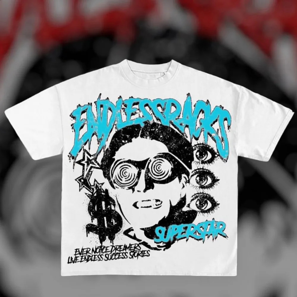 Retro Endless Scammer Graphic Printed Tshirt Mens Y2K Summer Short Sleeve Oversized Womens Top 240822