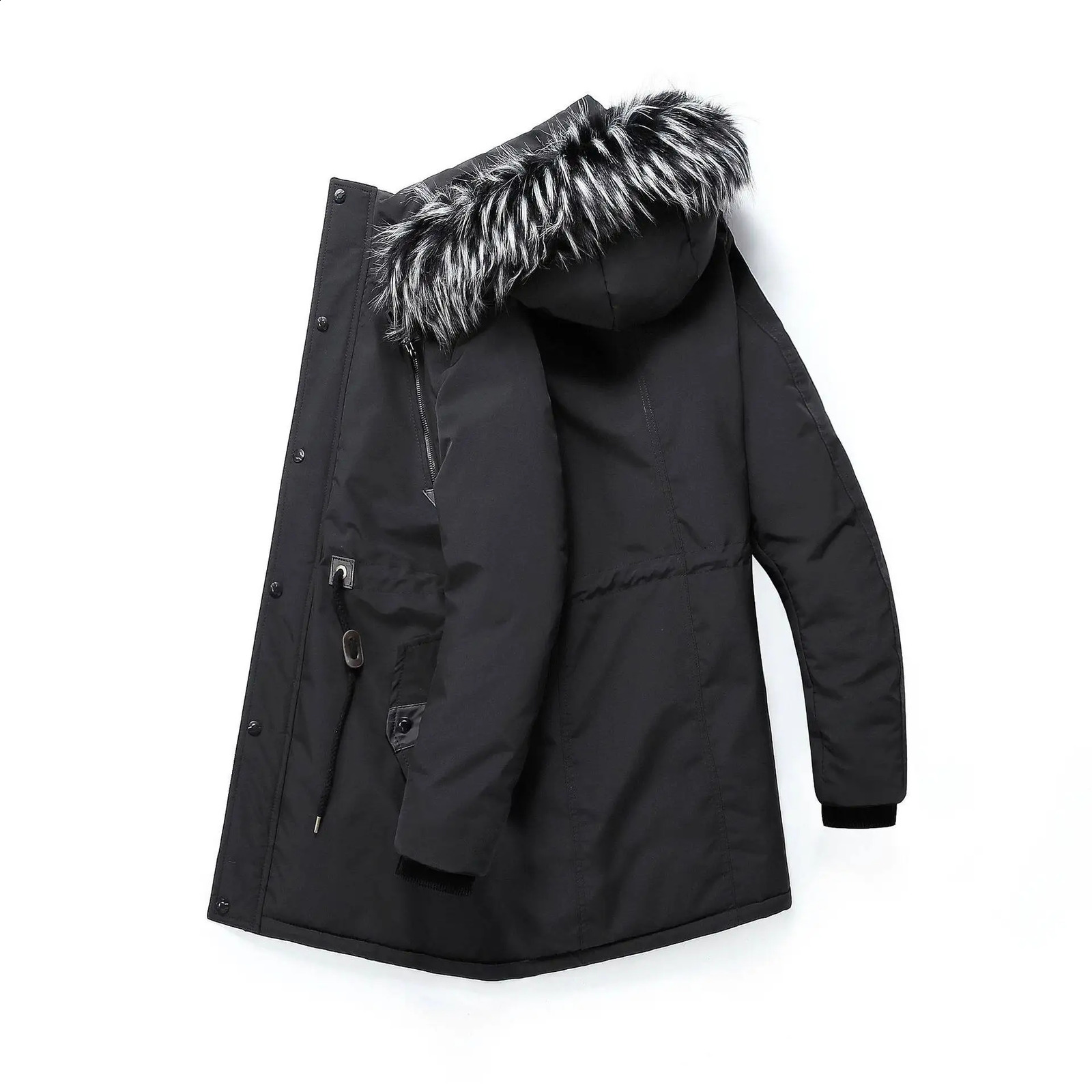 Mens hooded Parkas winter jacket cotton apron warm military mens wool thick windproof 240822