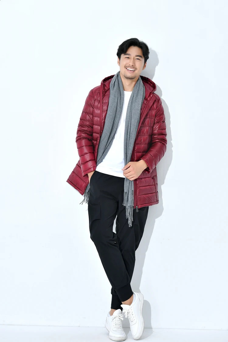 Winter lightweight Plus Dize mens inflatable jacket Xlong 90% white duck sewer windproof casual 240822