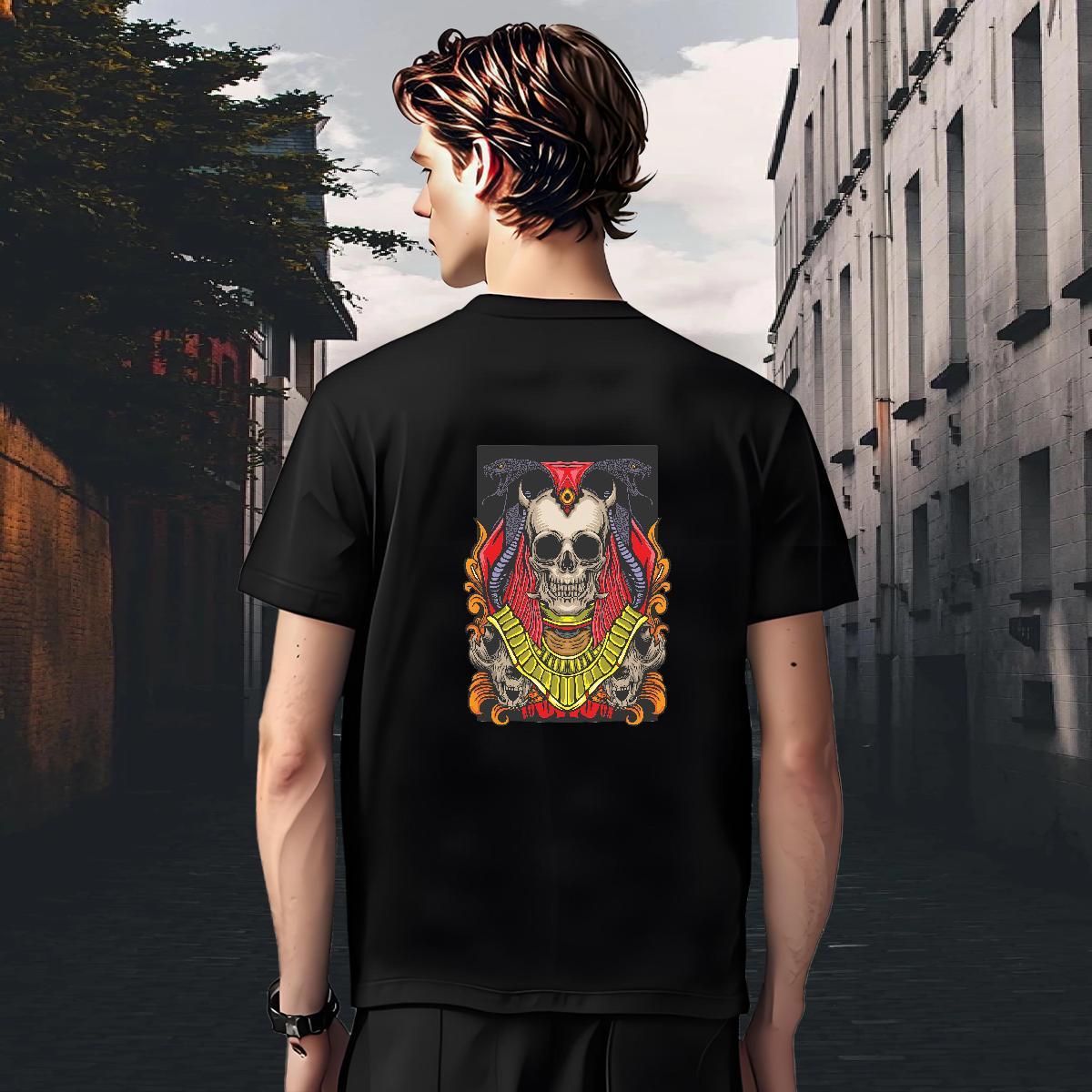 Wholesale T shirt 100% Cotton 230g skull Anime Printing Street Asian Size Pure Cotton Men Tops Tees Designer Fashion Clothes