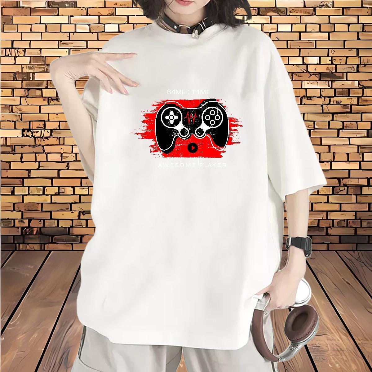 Soft Lady T shirt 230g Pure Cotton game Street Woman T Shirts Crew Neck Oversized Clothes