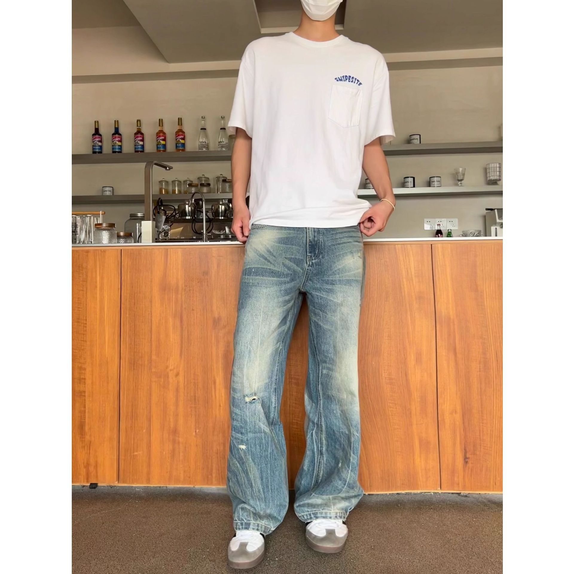 Washed Straight Leg Loose Jeans for Men Spring New Trend Casual Versatile Long Pants