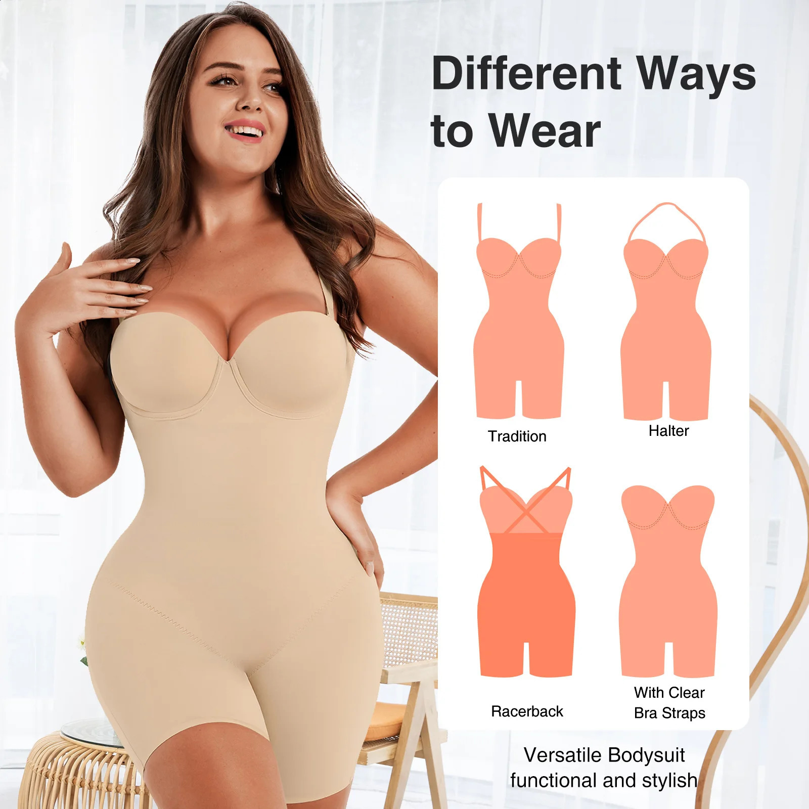 Fajas Colombianas low back seamless bodysuit shaping buttocks shaping body backless strapless womens flat abdominal corset 240822