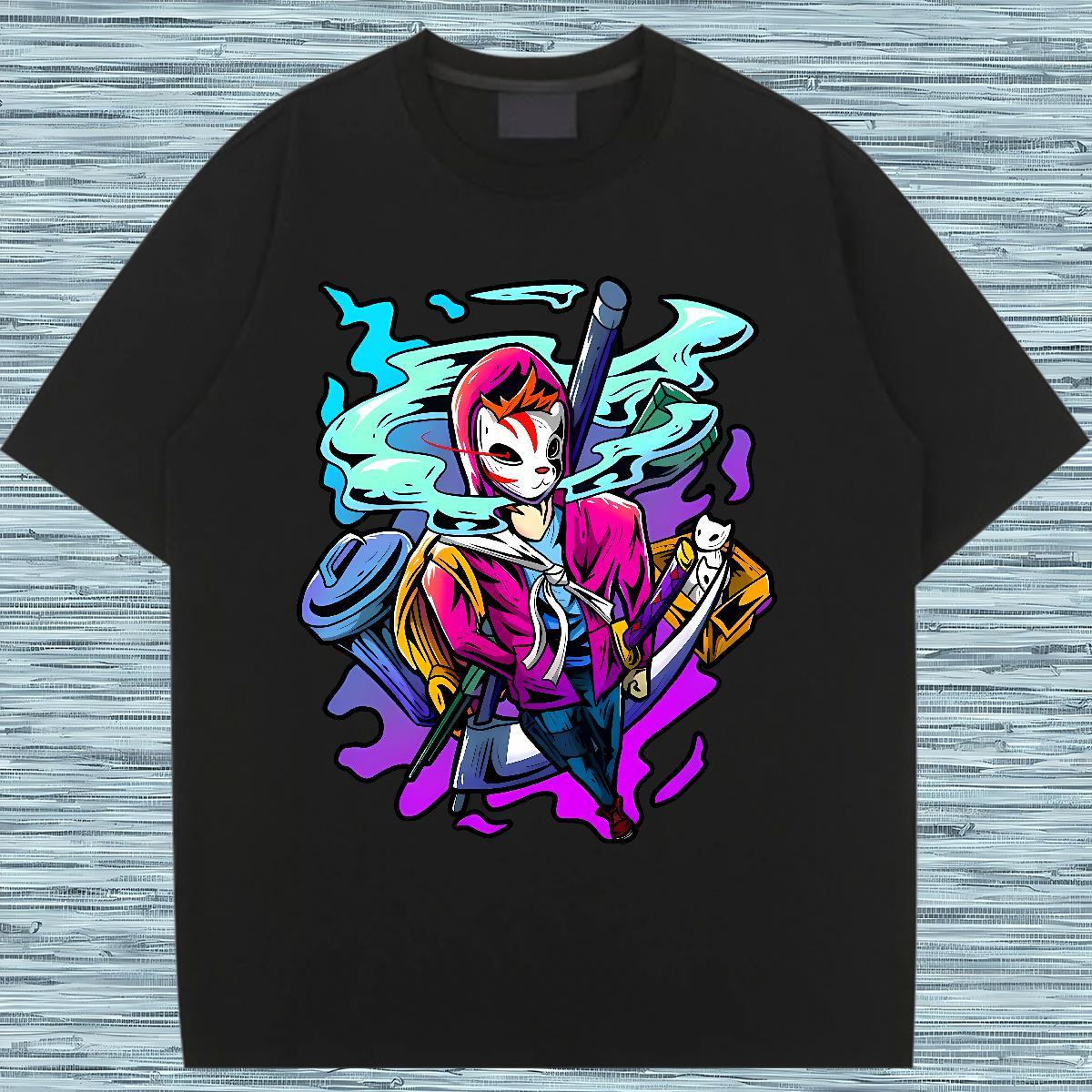 Lady Woman Tshirt 230g Pure Cotton cartoon Hip Hop Womens T Shirts O-Neck Short Sleeve Custom Cartoon Clothings