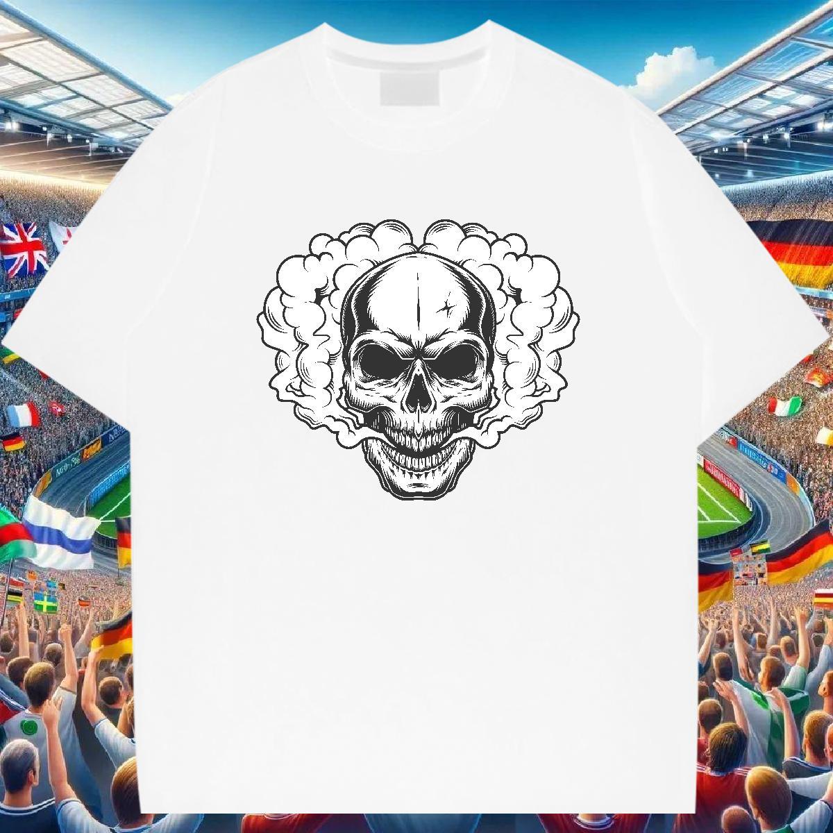 Cool T Shirts Men 230g Pure Cotton skull Home Outdoor Oversized 3XL 4XL Breathable Short Sleeve Men Tops Tees Classic Casual Wear