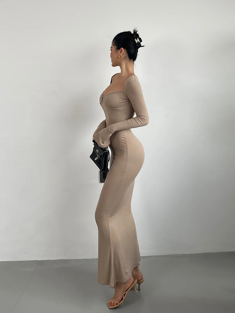 Sexy V-neck Flare Sleeves Dress Elegant For Womens Spring High Waist Slim Split Fish Tail Wrap Hip Long Dress Sweet G7LZ 240823