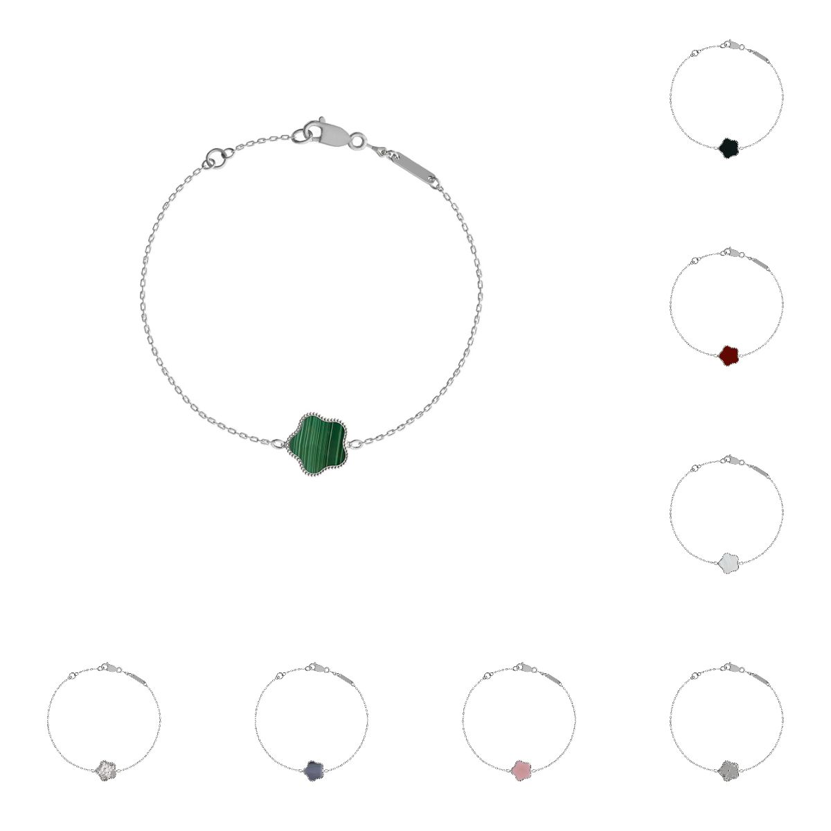 luxury bracelets fashion clover bracelet gold Jewelry 18K rise gold silver black white shell 1 motif flower Bracelet women chain men fashion jewelrys gift