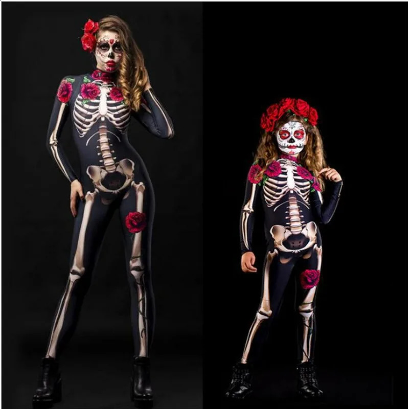 Halloween costumes skeleton ghost sponge sets party props parents 240823