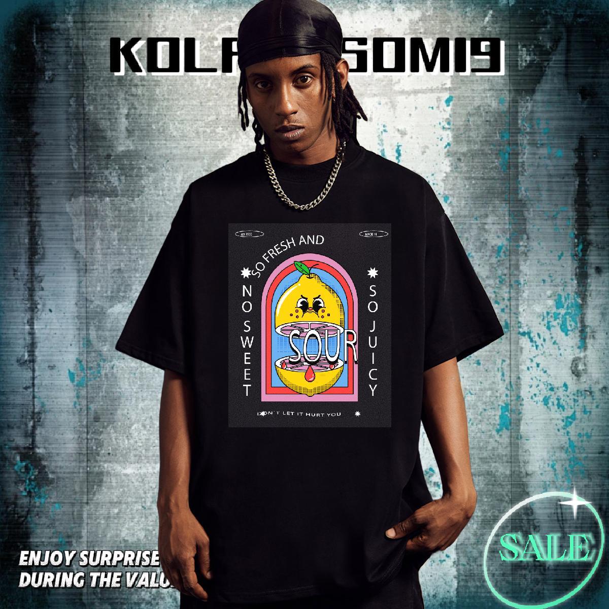 Popular Mens T Shirts 230g Pure Cotton sour Summer Casual Asian Size Breathable Men Tops Tees New Arrival Tops Shirt