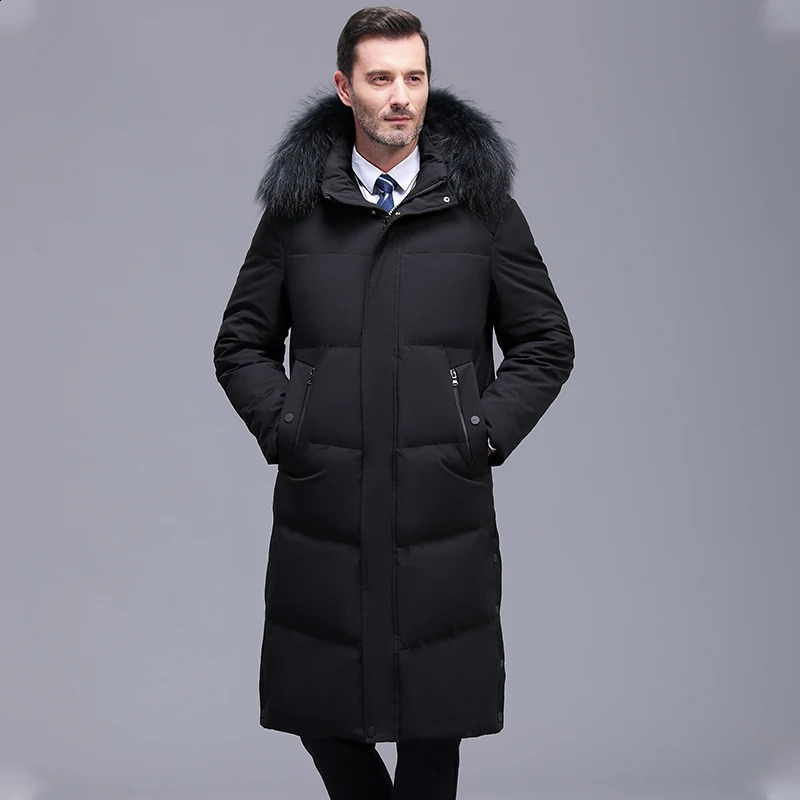 Mens Thick Down Jacket30 Winter Warm Jacket Fashion Changbai Duck Hooded Park Plus Size 4XL 240822