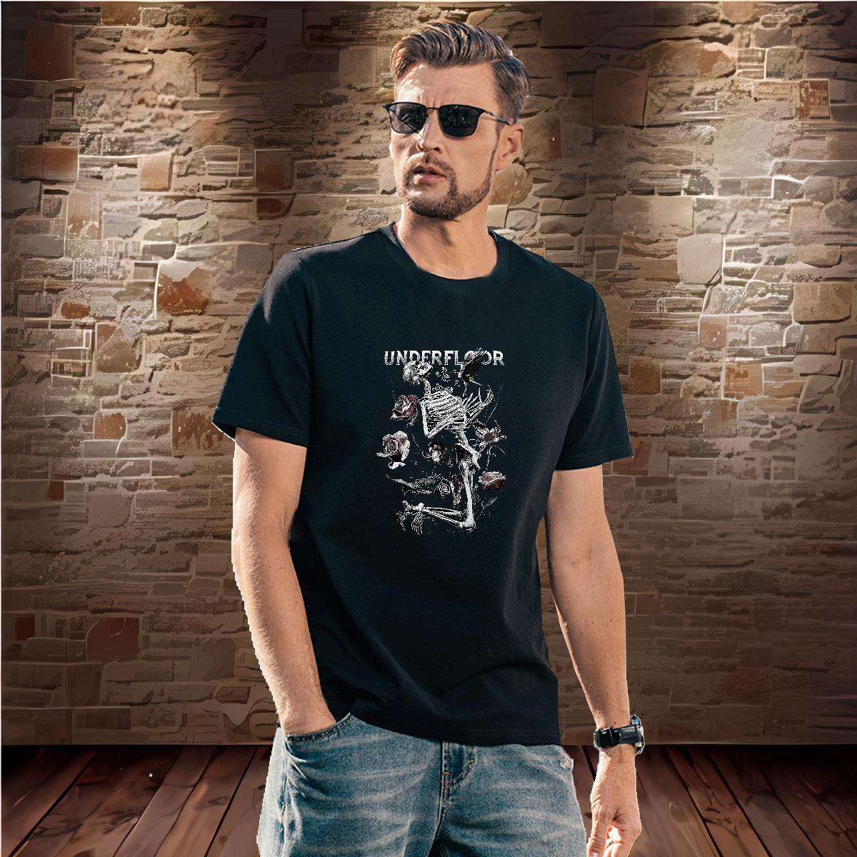 Brand Men T Shirts 100% Cotton 230g skull Beach Custom Anime Breathable Short Sleeve Men Tops Tees Classic Top Tees